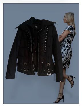 Bogner Black Ski Snow Jacket with Silver Accents